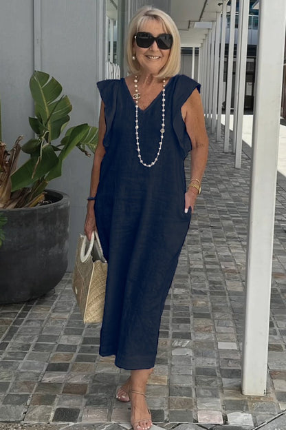 Vestido casual en algodón y lino