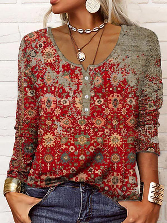 Ria - Elegante blusa con motivos aztecas