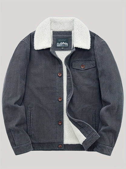 Chaqueta exterior de forro polar con botones, ligera y con bolsillo en el pecho para hombre | Perfecta para actividades al aire libre
