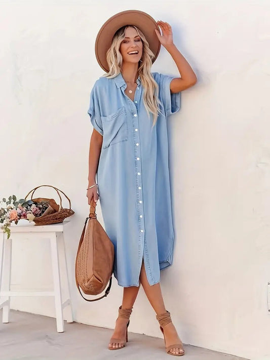 vestido camisero con bolsillos