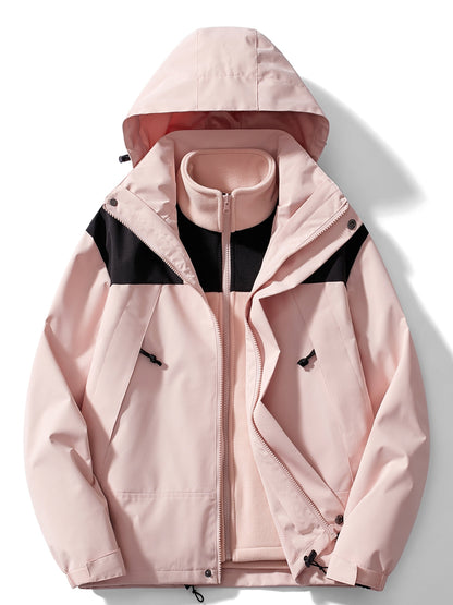 Chaqueta de invierno casual 3 en 1 con capucha para mujer | Ideal para otoño/invierno