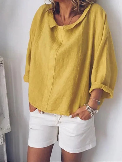 Valentina - Camisa lisa de mujer con solapas pequeñas