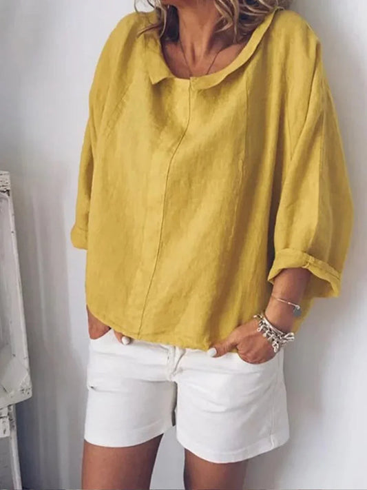 Valentina - Camisa lisa de mujer con solapas pequeñas