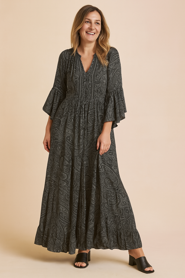 Damska Sukienka Maxi Paisley