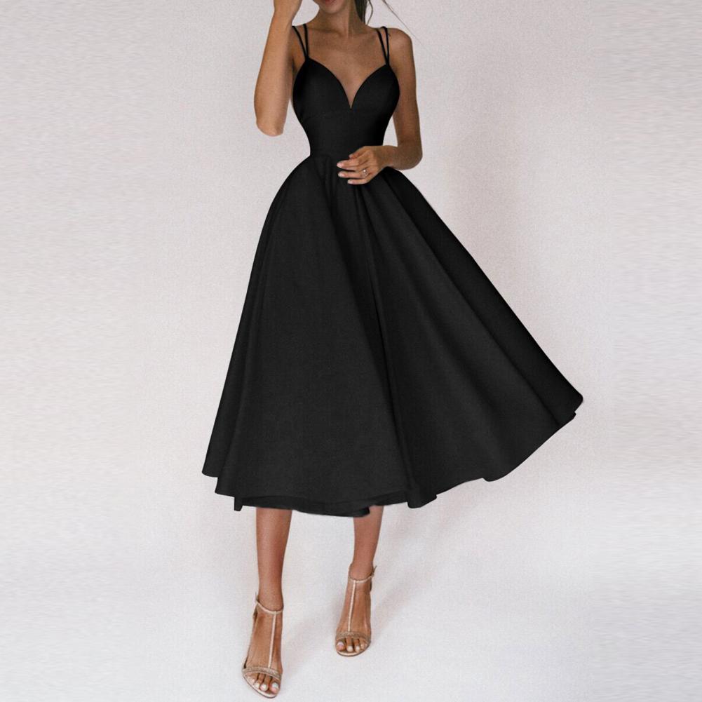 Damska Sukienka Midi Z Dekoltem W Serek Rozkloszowana