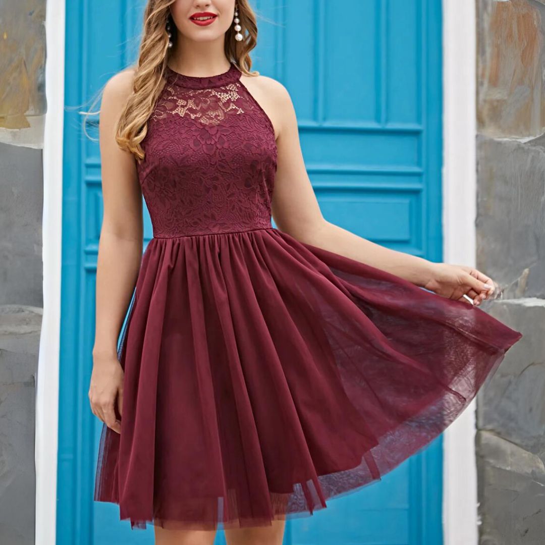 Damska Sukienka Midi Halter