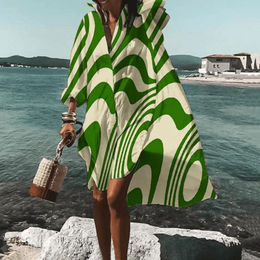 Elegante vestido hasta la rodilla con estampado único