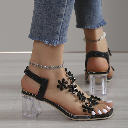 Blossom® | Elegantes sandalias transparentes con tacón en bloque para mujer