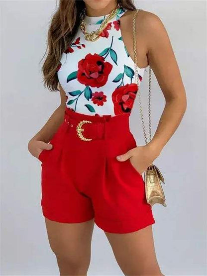 Conjunto de verano | Blossom Breeze | Estampado floral, tejido suave y transpirable, cintura elástica | Ideal para actividades de verano