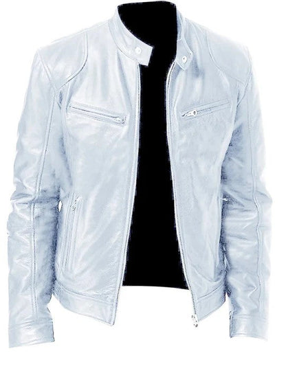 Chaqueta casual de cuero vegano sin capucha para hombre | Adecuada para cualquier ocasión