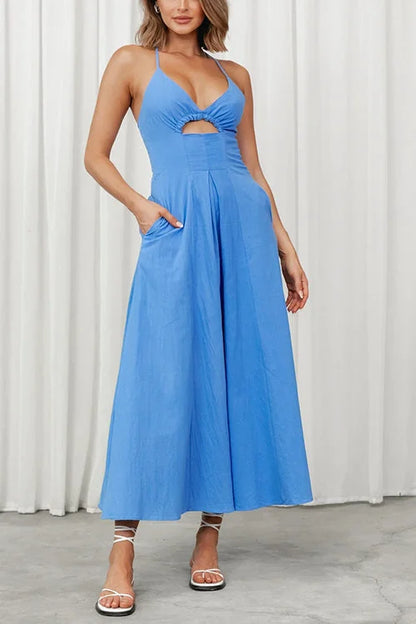 Maxi vestido con espalda abierta y escote en V