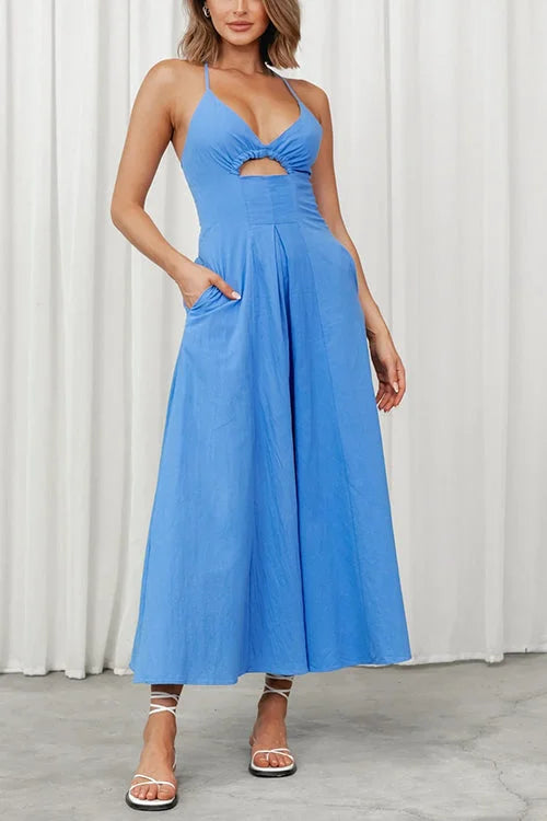 Maxi vestido con espalda abierta y escote en V