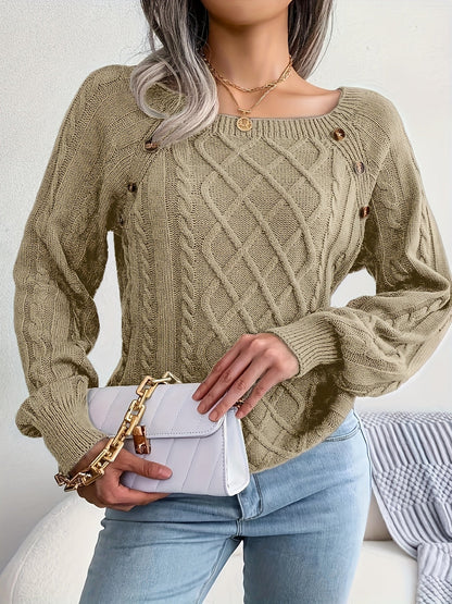 Jersey de señora con cuello redondo y botones