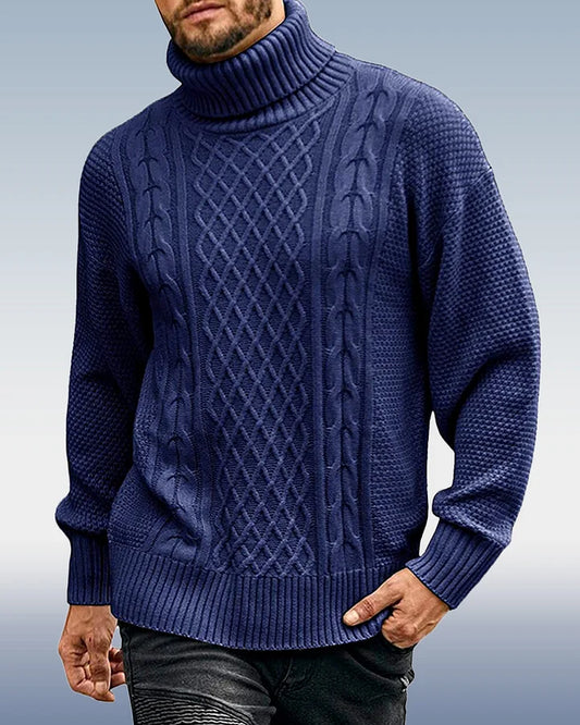 Jersey de cuello alto para hombre | Jersey de punto de manga larga en 3 colores