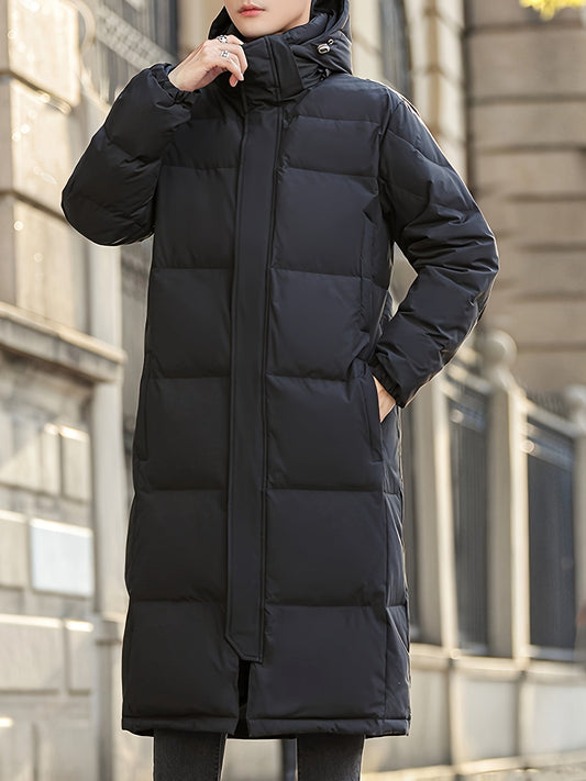 Elegante chaqueta de plumón de invierno con capucha larga para hombre | Perfecta para actividades al aire libre