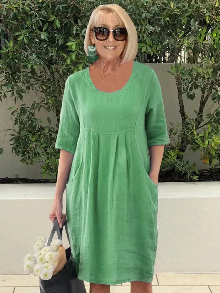 Vestido suelto de algodón con bolsillo