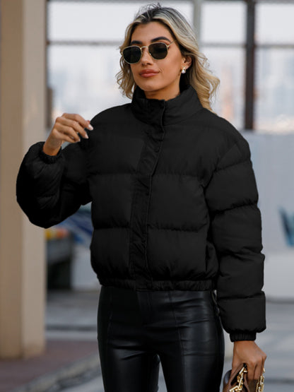 Elegante chaqueta corta de invierno acolchada para mujer | Ideal para otoño/invierno