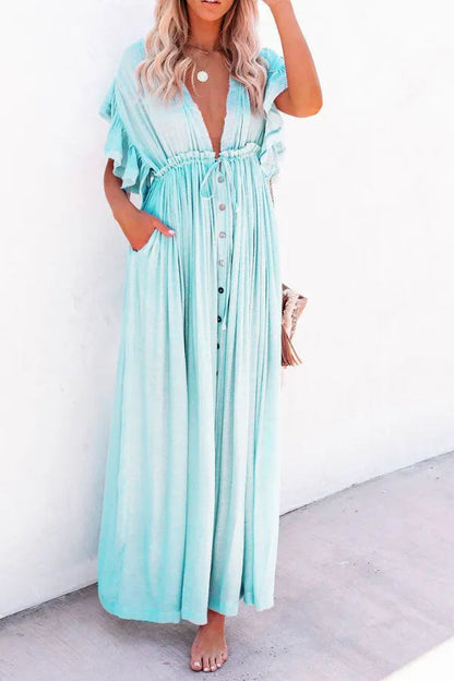 Vestido Fairy Air con cuello en V y mangas con volantes