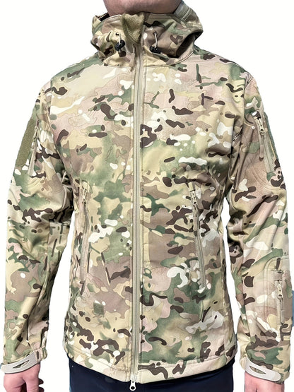 Chaqueta táctica con capucha y bolsillos con cremallera para hombre | Perfecta para actividades al aire libre