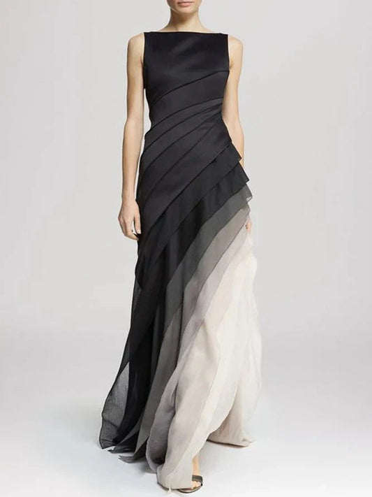 Elegante vestido a capas con moderno efecto de transición de color