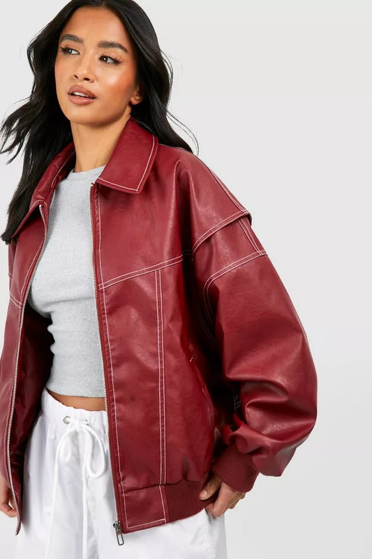 Roxane™ - Chaqueta de cuero oversize