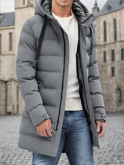 Chaqueta de invierno acolchada con capucha larga y cálida para hombre | Perfecta para actividades al aire libre
