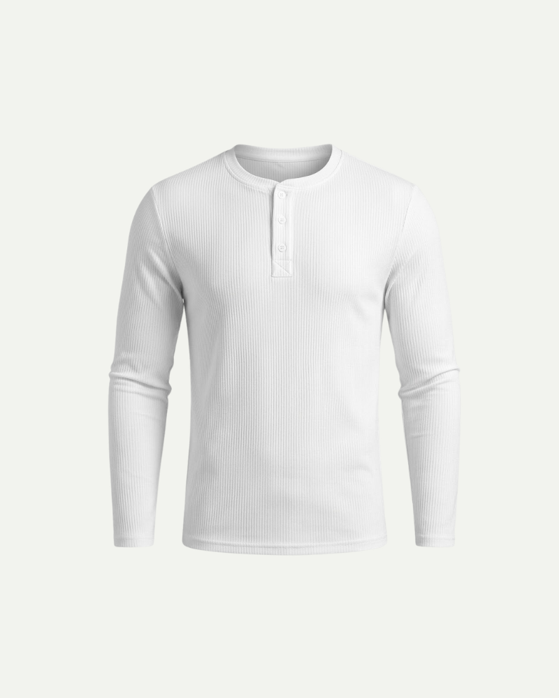 Męska Koszulka Henley z Guzikami i Długim Rękawem