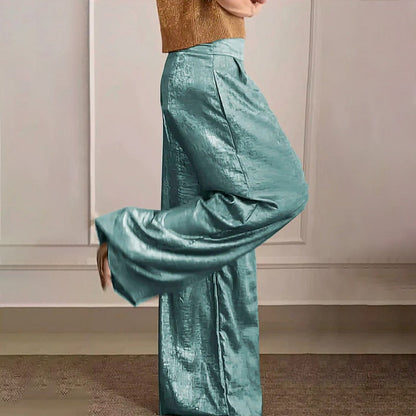 Pantalones vintage casual de primavera en colores metálicos para mujer