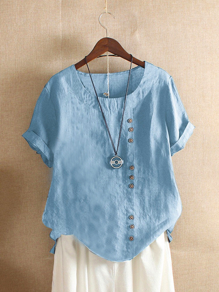 Vera | Camiseta lisa de cuello redondo y manga corta