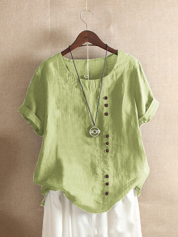 Vera | Camiseta lisa de cuello redondo y manga corta