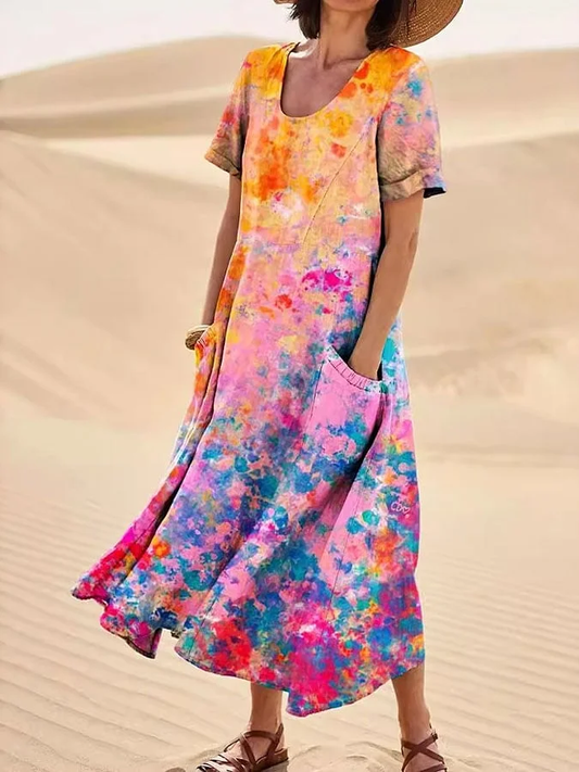 Vestido vintage con estampado floral para señora