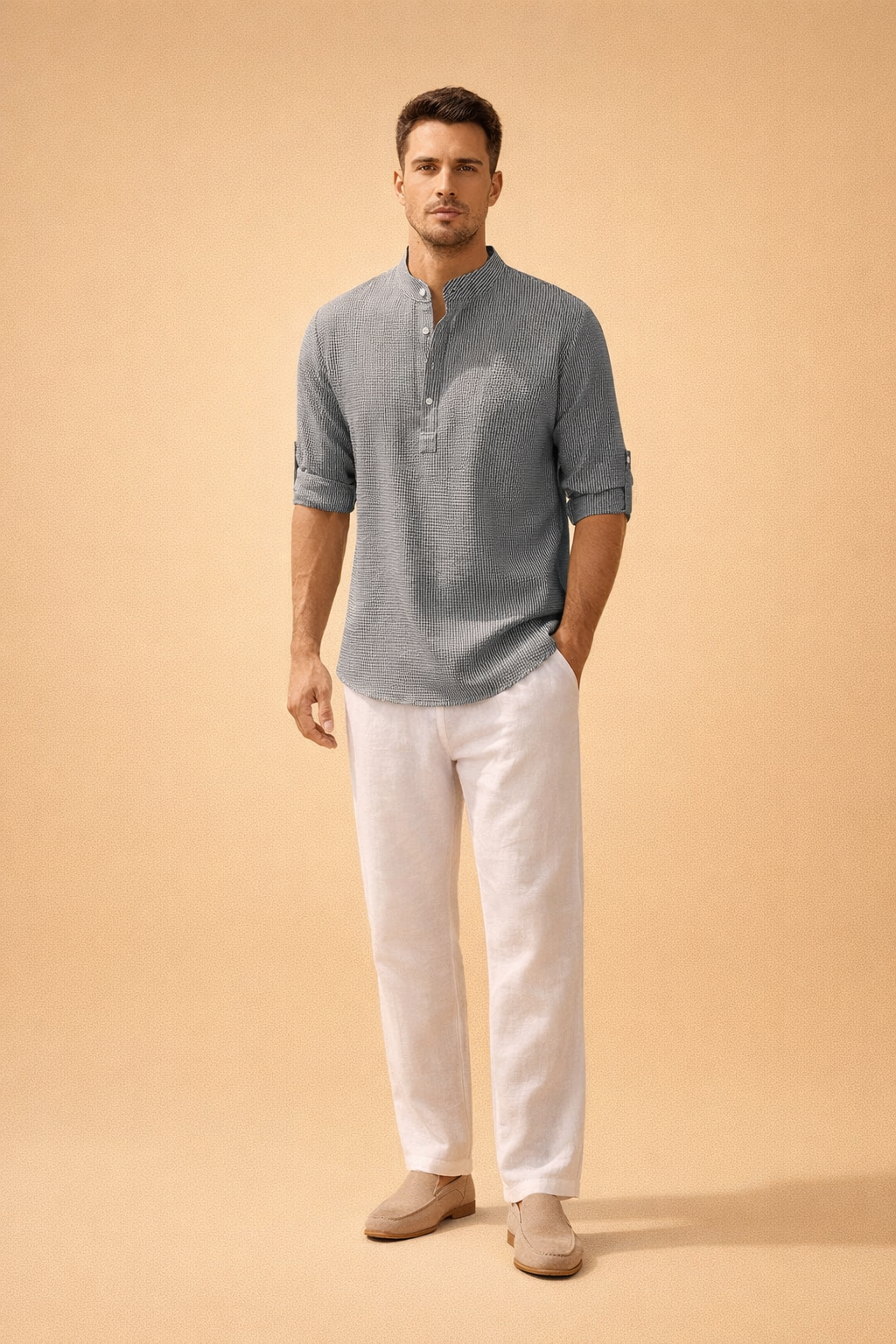 Męska Koszula Henley Casual