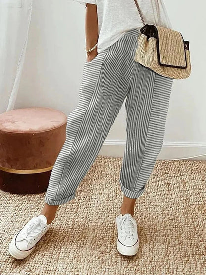 Pantalones de algodón a rayas