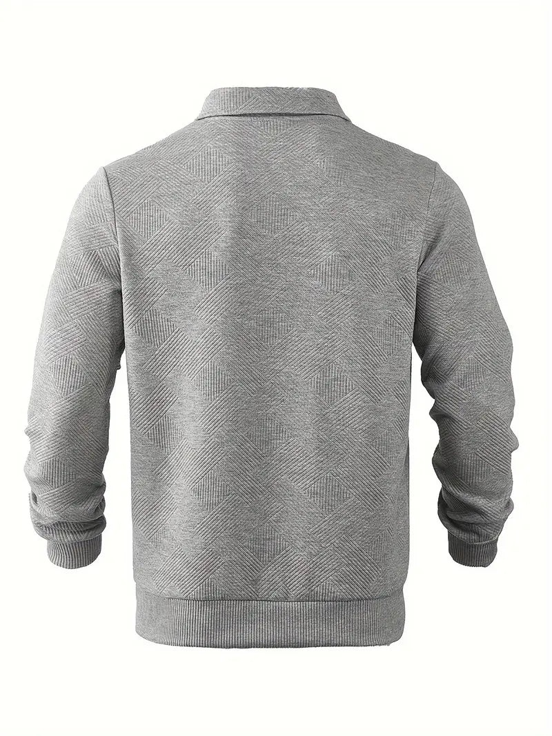 Męski Dzianinowy Sweter ze Stójką i Krótkim Zamkiem