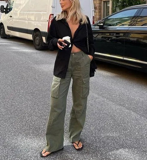 Nalua - Pantalones cargo informales para mujer