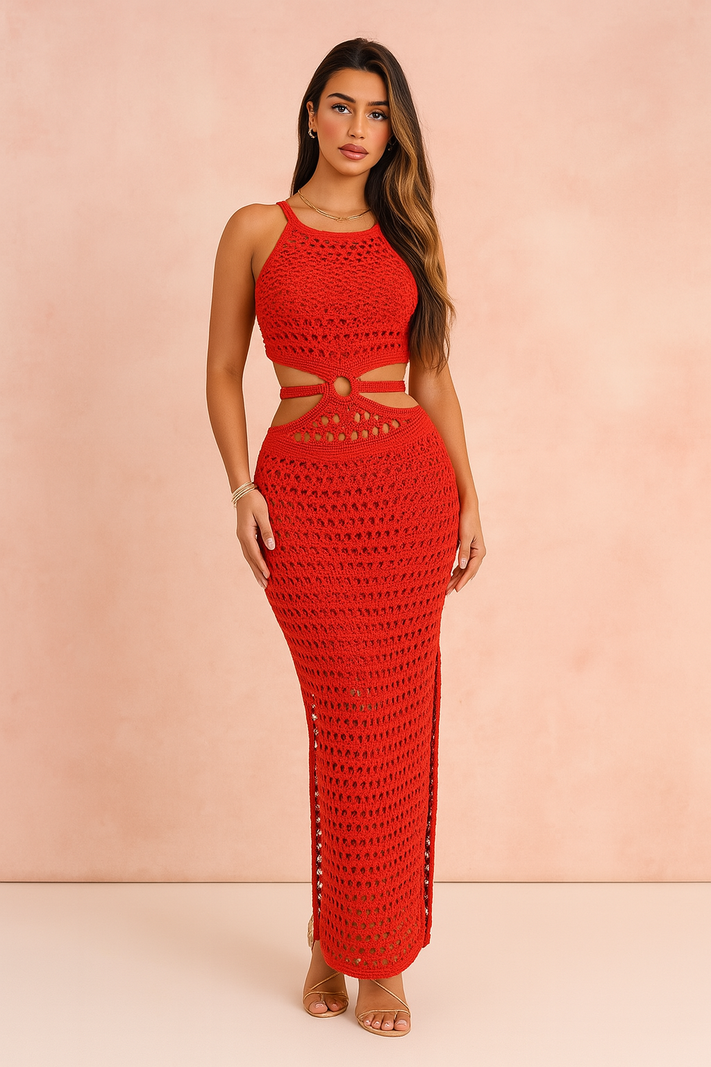 Damska Sukienka Maxi Cutout