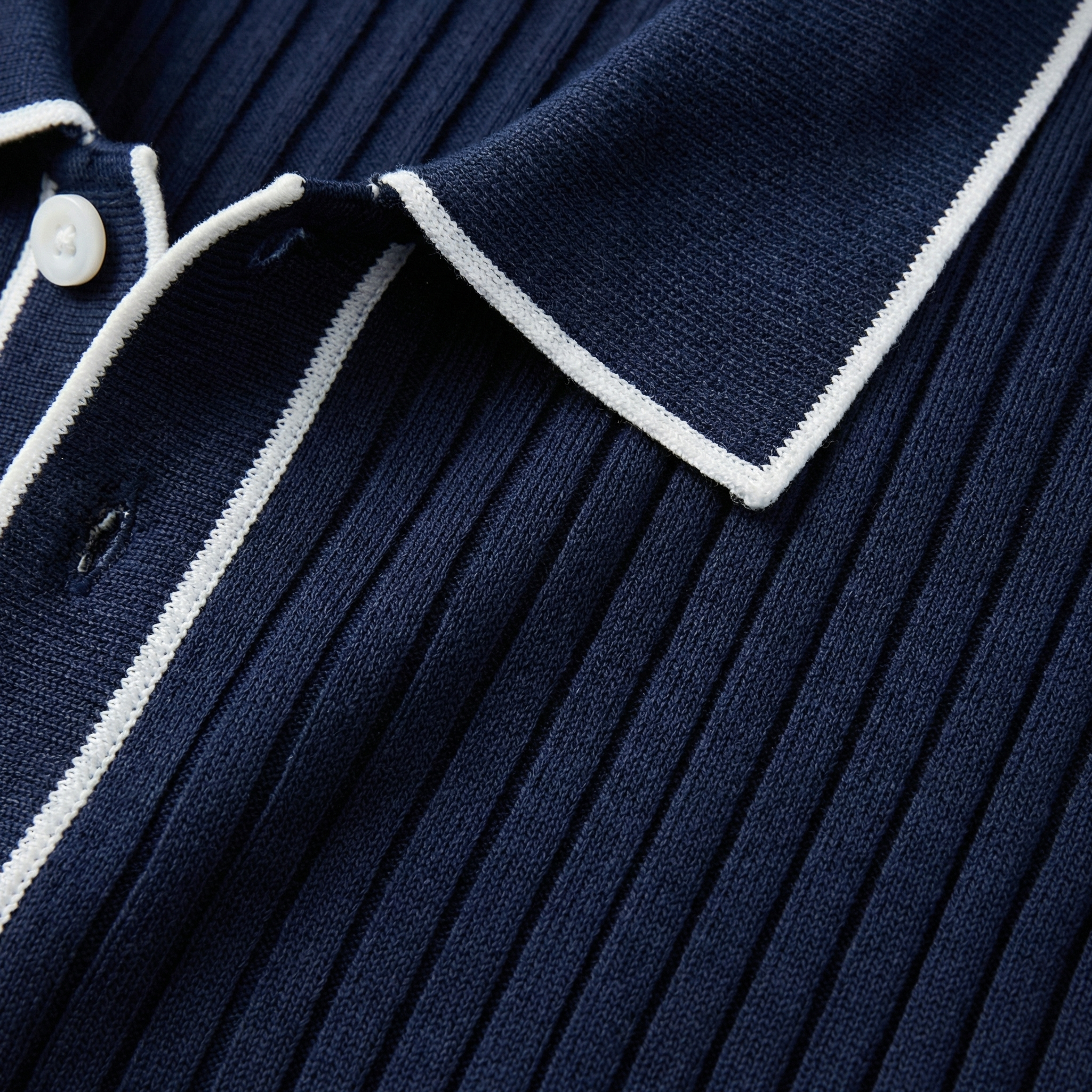 Męski Polo Slim Fit z Prążkowanej Dzianiny