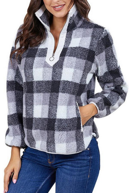 Jersey a cuadros de cuello alto para mujer