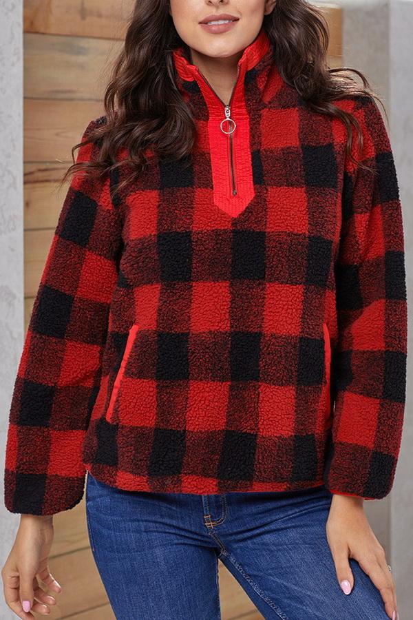 Jersey a cuadros de cuello alto para mujer