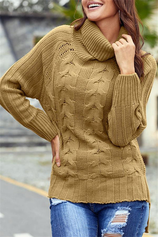 Jersey de punto con cuello alto para mujer