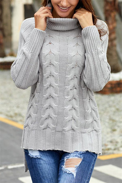 Jersey de punto con cuello alto para mujer