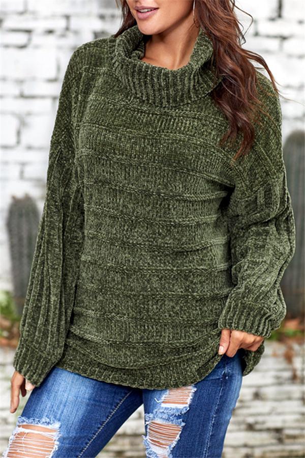 Jersey liso de cuello alto para mujer