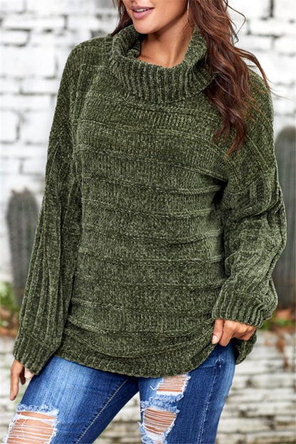 Jersey liso de cuello alto para mujer