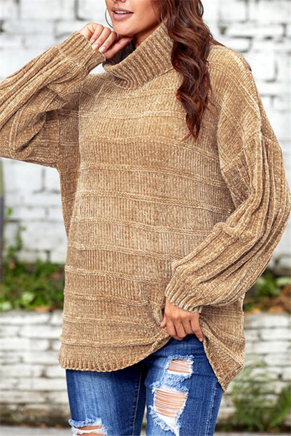 Jersey liso de cuello alto para mujer