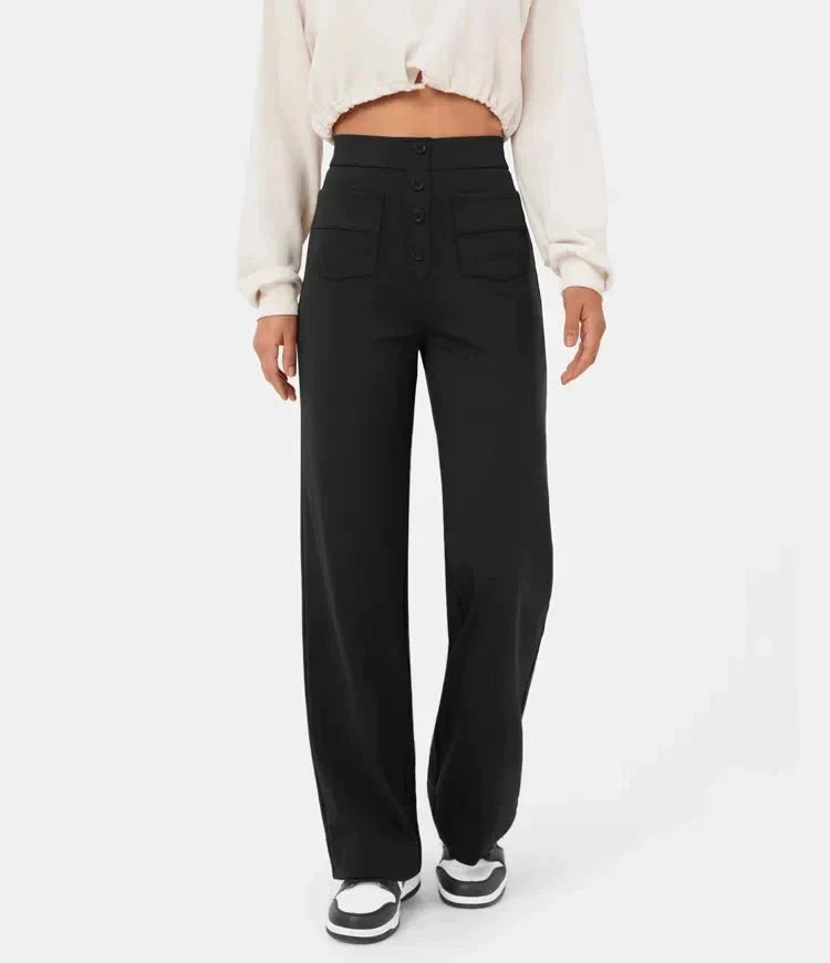 Pantalón casual elástico con cintura alta