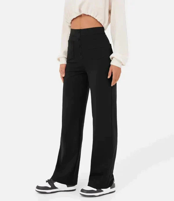 Pantalones con bragueta de botones para mujer