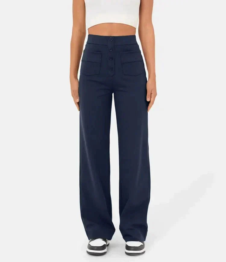 Pantalón casual elástico con cintura alta