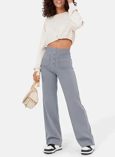 Pantalones con bragueta de botones para mujer