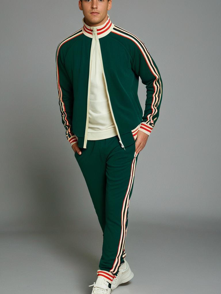 Conjunto de chándal a rayas y pantalón deportivo para hombre