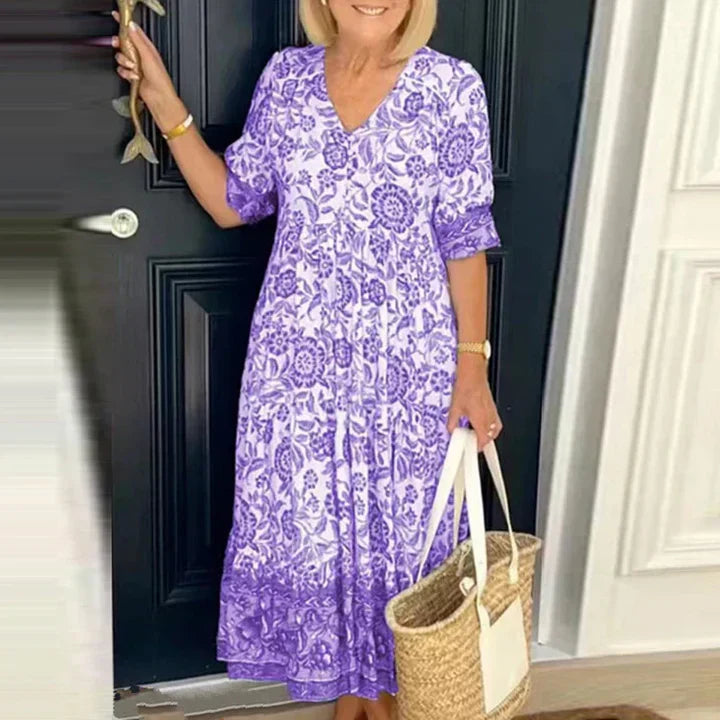 Elegante vestido boho con escote en V